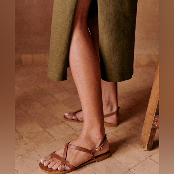 Sézane Adeline low sandals in natural heritage leather sz 40 - Picture 5 of 12